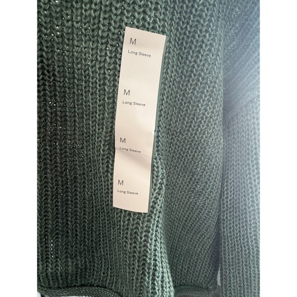 Wild Fable Dark Green Knit Cropped Long Sleeve Sweater Size M - Picture 3 of 5